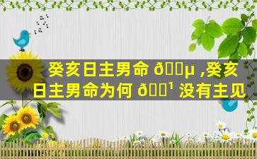 癸亥日主男命 🐵 ,癸亥日主男命为何 🌹 没有主见